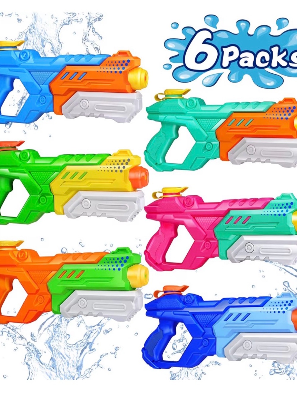 Kids Pump Action Water Blaster Toy - Bright Multicolor - 6 pack